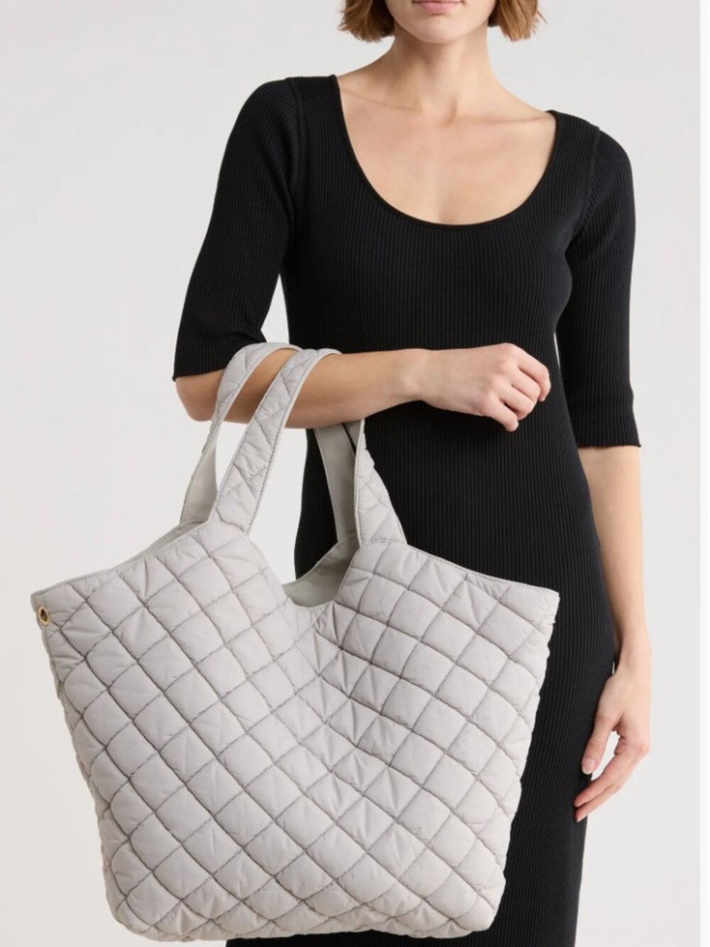 Urban Expressions Diamond Quilted Tote - Dove Grey - NWOT